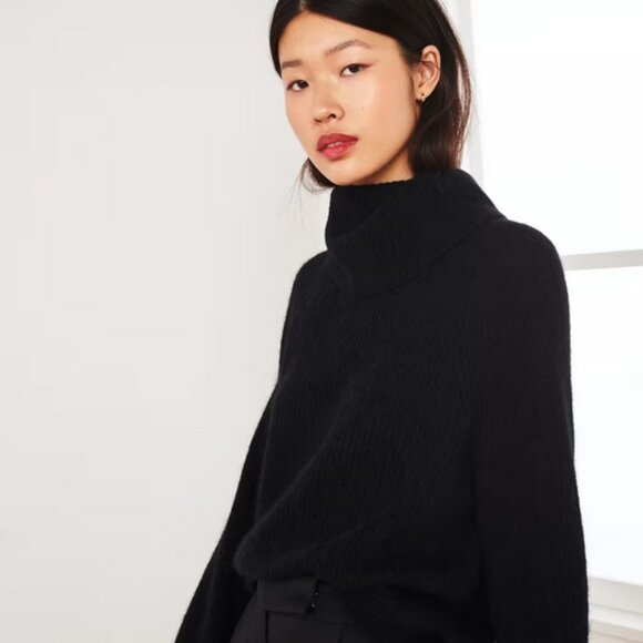 Quince Baby Alpaca Wool Blend Black Turtleneck Sweater Size Small New With Tags - Picture 15 of 17